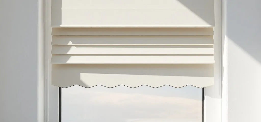 Persiana geométrica con borde irregular y dispositivo con ícono de llave y pin rojo, "Donde puedo solicitar un servicio urgente de reparacion de persianas en Alicante".