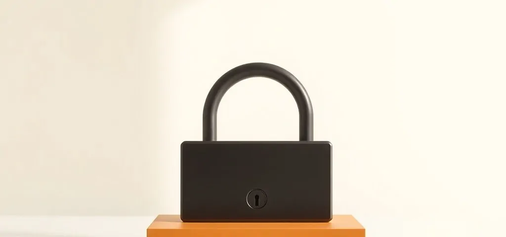 Cilindro de cerradura inteligente en plinto de óxido, minimalista y elegante, evoca "Cuales son los cerrajeros mas confiables para instalar sistemas de seguridad en Alicante".