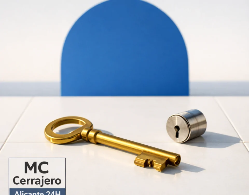 Círculo negro y punto rojo en un fondo blanco, estilo Bauhaus; encuentra cerrajeros en Alicante que ofrezcan servicios 24 horas.